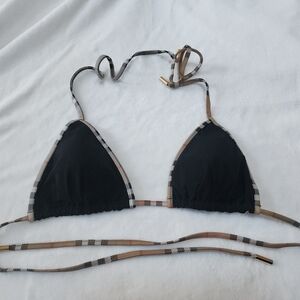 Stylish Black and Plaid Bikini Top